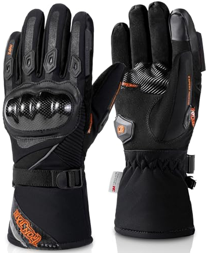 BORLENI Winter Motorradhandschuhe Herren, Motorrad Handschuhe Herr Warm Winterhandschuhe Wasserdicht Winddichte mit Touchscreen Knöchelschutz Schwarz XL