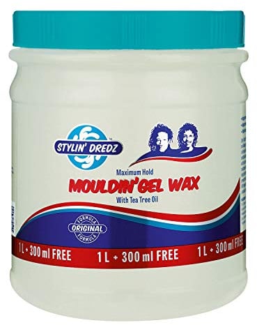 Stylin' Dredz Moulding Strong Maximum Hold Gel Wax with Tea Tree Oil Hair Care for Dreadlocks 1300 ml