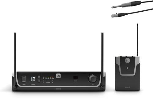 LD Systems U308 BPG - Funksystem mit Sender/Empfänger, Bodypack und Gitarren Kabel 0,8m, 823-832 MHz + 863-865 MHz, schwarz