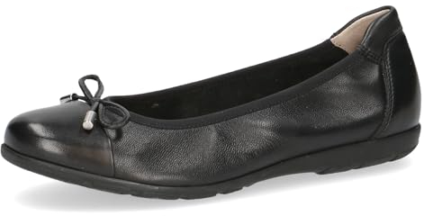 CAPRICE Damen Ballerinas aus Leder mit Schleife, Schwarz (Black Softnap.), 41 EU