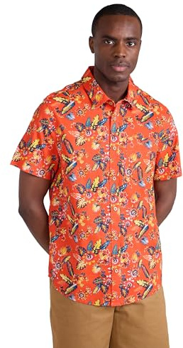 Mountain Warehouse Coconut Slub Texture Short-Sleeved Shirt - Lightweight Cotton Tee with Pocket, Casual Wear - Spring Summer, Holidays & Travelling Orange M