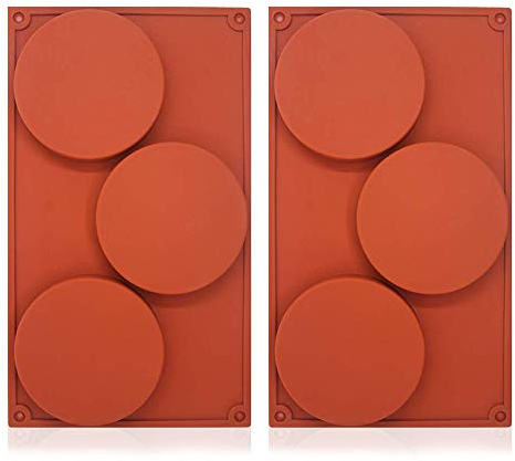 2PCS 3-Cavity Large Round Disc Cake Moulds Silicone Resin Coaster Mould Candy, Pie, Custard, Mousse Cake Pan Baking Molds
