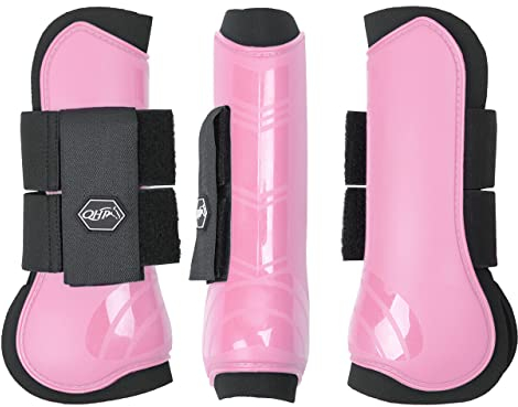 QHP Hartschalen-Gamaschen vorne innen Neopren Klettverschluss (Shetty, Flamingo pink)