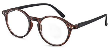 Filtral Runde Lesebrille/Moderne Lesehilfe aus recyceltem Kunststoff für Damen & Herren/Havanna-schwarz, +1,50 dpt., F4564540