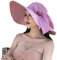 WSLCN Femme Chapeau de Soleil en Paille à Bord Large Capeline Pliable Plage Eté Anti-UV Décoration de Ruban Violet (Bordure noire)