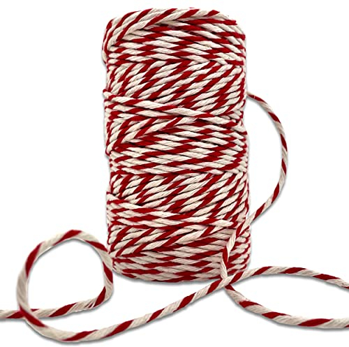 Wohnkult Cordoncino di cotone da 55 m, per barbecue, in 3 colori a scelta (rosso/bianco)