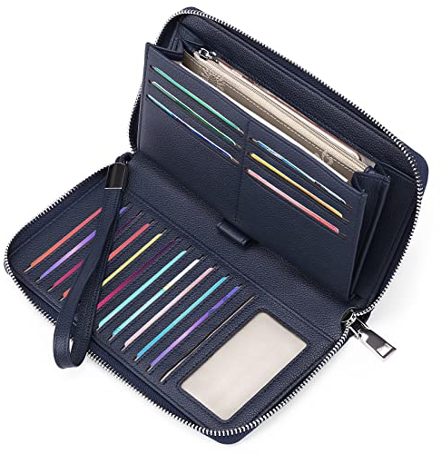 GAEKEAO Portefeuille Femme Cuir Grande Capacite Porte Monnaie Femmes avec RFID Blocage, avec 17 emplacements Cartes Compris et Porte-chéquiers Femmes