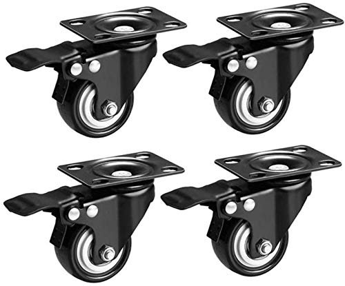 Trolley for furniture Castor 2 inch heavy duty castors PU silent castors with quite a silent noise level universal turntable Markless Wheels double bearings and locks DIY spare parts (Color : Black)