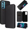 Jeelar ESONG Coque pour Motorola Edge 30,Premium en Cuir Fibre de Carbone Flip Case avec Fentes pour Cartes/Fermeture Magnétique/Fonction Support,Protection Etui Housse,Anti-Choc Phone Case - Le Noir