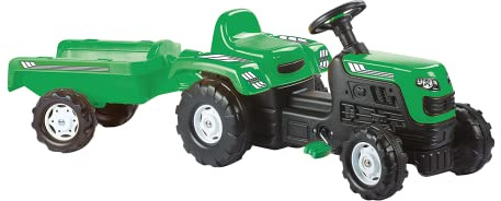 Dolu Ranchero Trettraktor mit abnehmbarem Anh?nger - Kinderspielzeug auf dem Bauernhof f?r Kinder im Alter von 3-5 Jahren - Gr?n, 52x144x45 cm - Spielen im Innen- und Au?enbereich