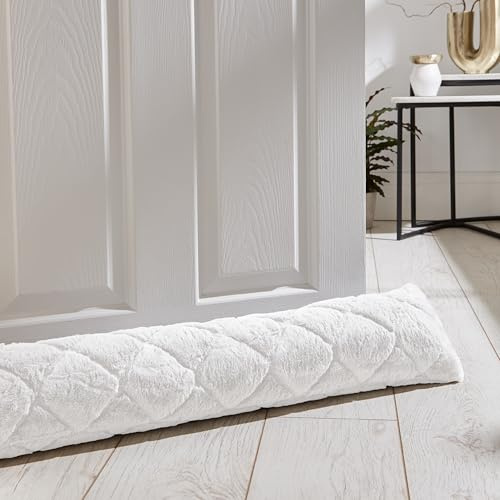 Catherine Lansfield Cosy Diamond Faux Fur Door Draught Excluder White