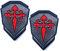 2 Stück Ritter Santiago Kreuz Patches Ritter Aufnäher bestickt Moral Patch (grau)