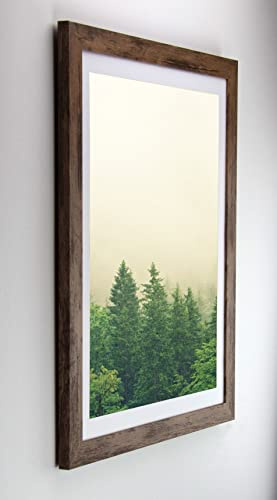 Monaldo Deluxe Bilderrahmen Posterrahmen 68 x 48 cm Wildeiche Dekor Wechselrahmen weisser Hintergrund klares Kunstglas
