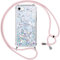 Vauki handyband für iPhone 8/iPhone SE 2020/iPhone 7/SE 2022 Hülle mit Band,Silikon Durchsichtig Transparent Flüssig Glitzer mit Kette Kordel Bumper Treibsand Necklace TPU Schutzhülle Case
