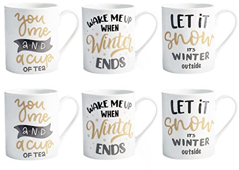 Home Winter Time - Juego de 6 tazas de porcelana, cc340, decoración de invierno, 7134700