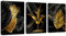 3 Pièces Tropicale Feuille de Monstera Noir et Or Tableau Décoration Murale Salon Impression sur Toile Image sur Toile Peintures sur Toile Décoration Murale pour Chambre Maison Bain 30x40cmx3pcs