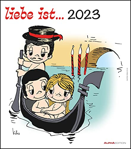 Liebe ist ... - Kalender 2023 - Alpha Edition-Verlag - Wandkalender mit romantischen Illustrationen - Bildkalender - 30 cm x 34 cm