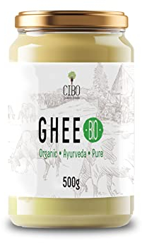 Cibo Burro Ghee Biologico 500gr - Burro Chiarificato Ghee - Latte di Parma e Reggio Emilia - Prodotto in Italia - Mucche al Pascolo - Punto di Fumo 240 -