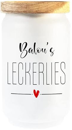 Cadouri Leckerlidose LECKERLIES aus Borosilikatglas - 700 ml┊personalisiert mit Name┊Aufbewahrungsdose für Hundekekse┊tolle Geschenkidee für Hundebesitzer