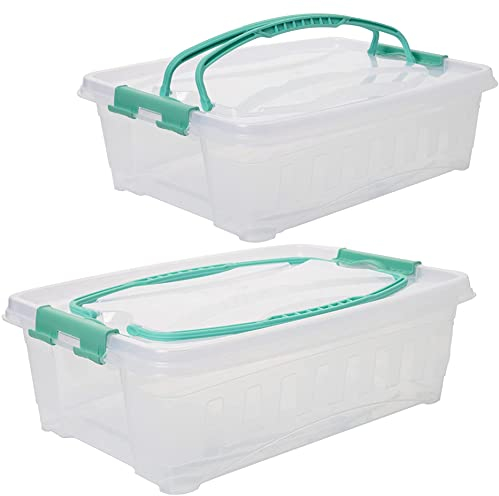 2er Set Kuchen Transportbox Rechteckig, Cupcake und Muffin Behälter, Kuchenbox Partycontainer Mit Tragegriffen, Blechkuchen Box, Made in EU