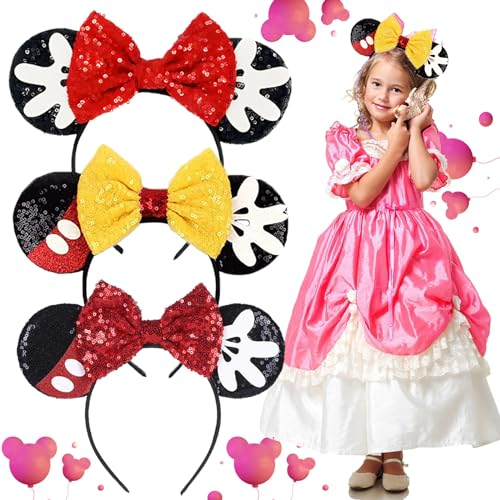 3 Pezzi Cerchietto Minnie, Cerchietto Minnie Bambina, Cerchietto Minnie Donna, Cerchietto Minnie e Topolino, Cerchietto Minnie Rosa, Adatto Per Parco Divertimenti, Cosplay Di Club Di Cartoni Animati
