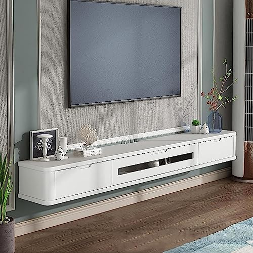 Wandmontierte TV-Einheit, schwebender TV-Ständer, Wandmontage – TV-Schrank, Entertainment-Center, Medienkonsolen-Aufbewahrungsregale für AV-Receiver/Xbox/Kabelboxen/Gaming-Systeme, Kiefer/C/