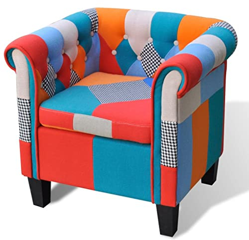 BULANED Sessel, Sessel Wohnzimmer, Lesesessel, Stillsessel, Ohrensessel, Fernsehsessel, mit Patchwork-Design Stoff