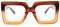 Pro Acme Blaulichtfilter Brille Damen Herren - Die Große Rechtecke für Frauen Fake brille(Braun Orange Rahmen)
