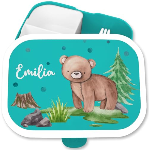 Brotdose Kinder Campus für Mepal - Süßer Bär Bear Bären Meister Petz - 750 ml - Türkis - personalisierte jause lunchbox mädchen name jausenbox mepal-campus brotbox bentobox brotbüchse