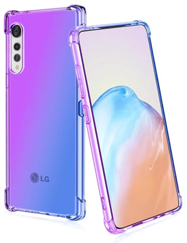 BORYA Silikon Hülle für LG Velvet 5G/4G, Transparent Weiches Seidig Ultra Dünn TPU Stoßfest Kratzfest Handyhülle, Elegant Bunt Gradient Schutzhülle, Lila/blau
