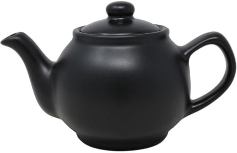 UNIQUE HOME LIVING Matt Black Finish 2 Cup Teapot 450ml Stoneware Tea Serving