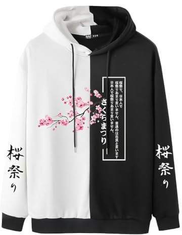 Osheoiso Femme Casual Sweat à Capuche Pull Kawaii Sweat Shirt pour Printemps Automne Imprimé Couple Hoodie à Manches Longues Femme Mode Sweater Oversized M Noir 3XL
