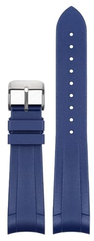 IENYU Gummi-Armband für Tudor Black Bay GMT Uhrenarmband, gebogenes Ende, Faltschließe, Schwarz, Blau, Rot, 22 mm Armband, 22 mm, Achat