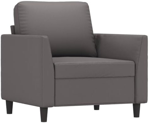 vidaXL Canapé à 3 Places, Siège avec Accoudoirs et Dossier, Canapé Rembourré avec Oreillers, Meuble de Salon, Moderne, Gris Similicuir