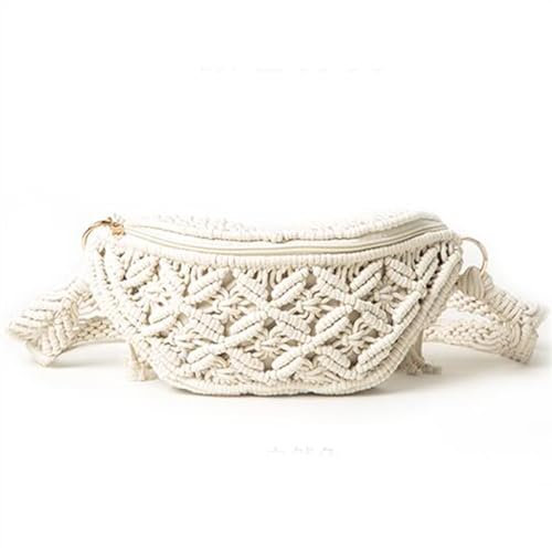 NEMAA Stroh Handtasche Gürteltasche Baumwolle gewebte Outdoor-Mappen-Sommer-Persönlichkeits-Handtasche für Arbeit Reise Outdoor (Color : Beige)