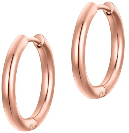 day.berlin Kleine Creolen Lola in Rosegold 18k vergoldet, Damen Ohrringe 17mm Durchmesser, 2mm stark aus 316L Edelstahl, nickelfrei und wasserfest