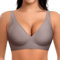 Ganado Damen BH Tiefem V-Ausschnitt Nahtloser BH Ohne Bügel Push Up BHS Bralette Soft Bequem BHS Bügellos Bustier (Hellbraun, 2XL)