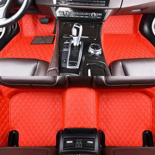 Auto Fußmatten Set Für Hyundai H-1 H1 2011 2012 2013 2014 2015 2016 (7 Sitze) LHD Auto Fußmatten Teppiche Innenräume Wasserdichter Fußteppich Teppich (Color : LHD-red)
