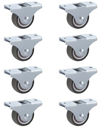 LIKERAINY Kleine Geräuscharme Räder TPR-Gummiräder Möbelrollen Ø 25 x 13 mm ohne Bremse mit Befestigungsplatte für Möbel und Kabinett Lenkrolle Tragkraft 40kg 8 Stück