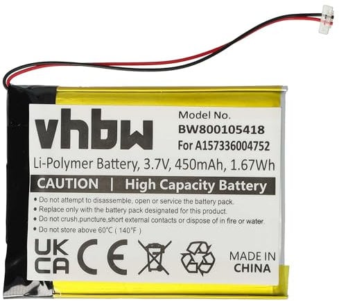 vhbw 1x Batterie Compatible avec Samsung YP-T10QB/XSH, YP-T10JR, YP-T10JAU Lecteur de Musique MP3 (450mAh, 3,7V, Li-polymère)