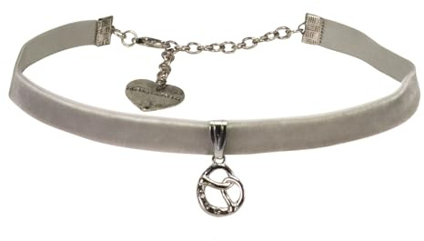 Alpenflüstern Trachten-Samtkropfband Strassbreze - Trachtenkette enganliegend, Kropfkette elastisch, Brezel Damen-Trachtenschmuck, Samtkropfband schmal (in traditionellen Farben) DHK340