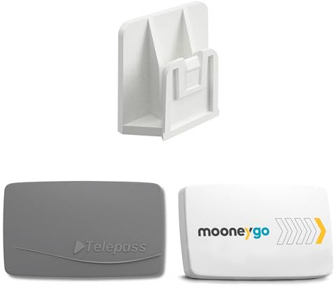 1PZ - Clip Supporto per T.Pass - Clip adesiva - Compatibile con MooneyGo- Porta Telepedaggio per auto - Supporto Nuovo a Clip - Attacco - Bianco