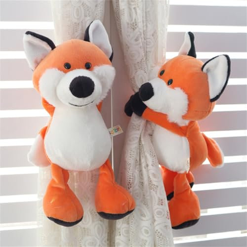 2 Stück Dschungel Tier Vorhang Schnalle niedlich Vorhang Band kreativ Vorhang Krawatte elastische Seil Schnalle Wohnzimmer Schlafzimmer Kinderzimmer Dekoration (Kleiner Fuchs,29 cm)