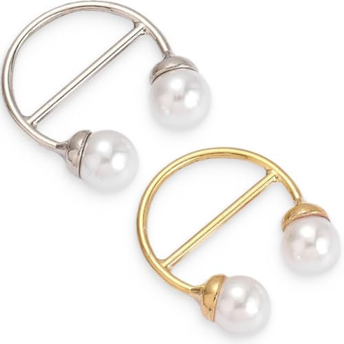 AFCJLTO 2 Pièces de Broches de Femme Broches de Pull et de Châle Broches avec Cristal et Perle Faux, attache traine robe de mariée, pour Châle Robe Col Cardigan