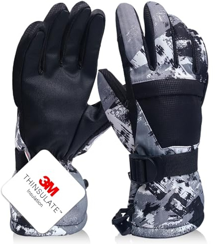 LureLuxe Gants de Ski et de Neige imperméables,Gants de Ski pour Femmes et Hommes,Gants Thermiques imperméables pour Le Ski,Winter Warm Gants de Snowboard à écran Tactile pour Hommes et Femmes (M)