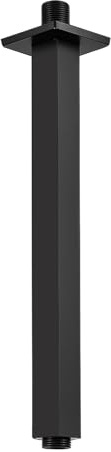 Deckenmontierter Arm mit Flansch, schwarzer Deckenduscharm, 30,5 cm | Universalanschluss 1/2 NPT, gerader Vierkantarm für festen Regenduschkopf