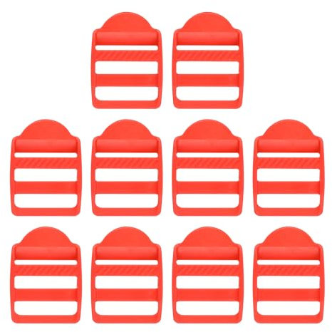 SUIKIHUM 10 Pack Plastic Ladder Slider, 1-1/2 Inch(38mm) Backpack Buckle Tri-Glides Clip, Adjustable Lock Buckle for Belt Strap, Red