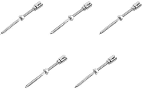 HANABASS Stainless Steel Wire Rope Clamps 5-Pack for Garden Trellis Wire Fence Staples Screws Suitable for 3Mm Steel Cable Outdoor Climbing Plant Support and Fixings