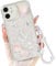 Reownest for iPhone 12/12 Pro Case Cute Bling Glitter Butterfly Clear Design Sparkly Floral Rose Aesthetic Phone Case for Women Girls + Chain