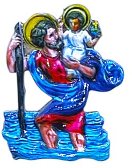 Magnet des Heiligen Christophorus aus Metall, 3,5 x 2,5 cm, 3 Stück, hergestellt in Italien